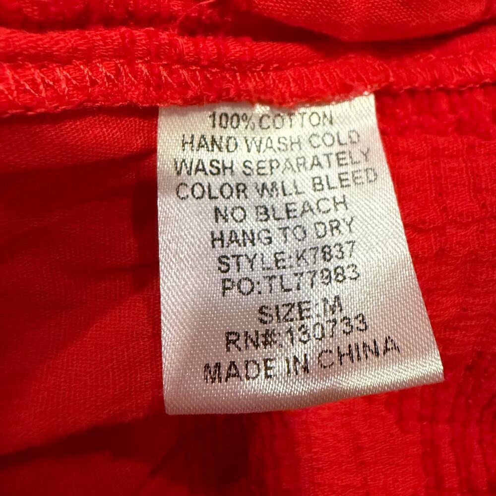 Umgee Red Smocked Cotton Maxi Dress Tiered Thick Strap Medium Resort Summer - Picture 7 of 9
